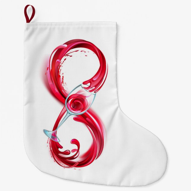 Grande Chaussette De Noël Infini avec du vin rouge (Devant)