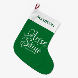 Grande Chaussette De Noël Inspiration Lever et Foi brillante Vert