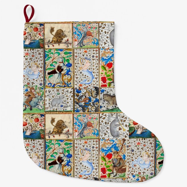 GRANDE CHAUSSETTE DE NOËL INSTRUMENTS DE MUSIQUE MÉDIÉVAL BESTIAIRE (Devant)