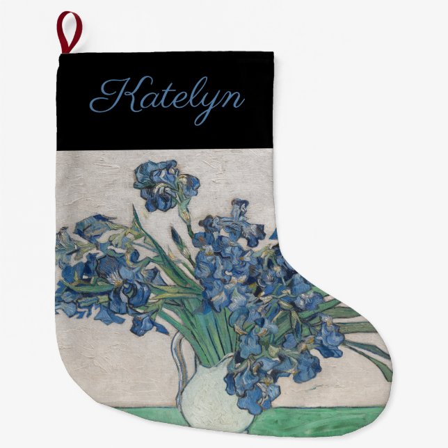 Grande Chaussette De Noël Irises par van Gogh : (Devant)