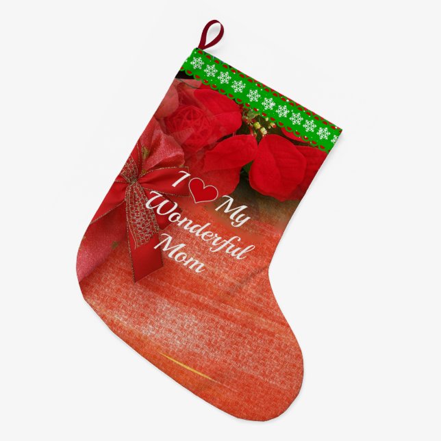 Grande Chaussette De Noël J'Aime Ma Merveilleuse Maman (Devant (Accrochage))