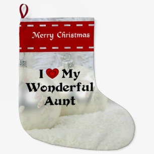Grande Chaussette De Noël J'Aime Ma Merveilleuse Tante, Noël Blanc