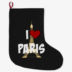 Grande Chaussette De Noël J'aime Paris, Tour Eiffel,