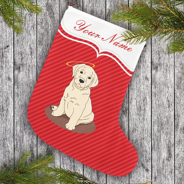 Grande Chaussette De Noël Jaune Labrador Retriever Angel Halo (Créateur téléchargé)