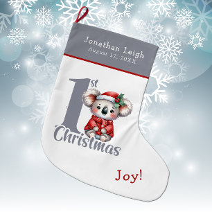Grande Chaussette De Noël Joli bébé ours koala pour son premier Noël