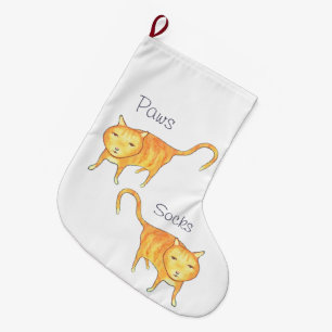 Grande Chaussette De Noël Joli Chat Orange Apathique