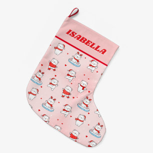 Grande Chaussette De Noël Joli Noël d'ours polaire d'hiver