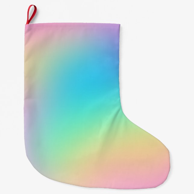 Grande Chaussette De Noël Joli Pastel Rainbow dégradent (Devant)