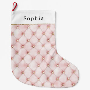Grande Chaussette De Noël Joli rose Blush Gold Tufts Noël