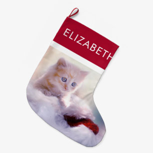 Grande Chaussette De Noël Jolie photo Christmas Kitten