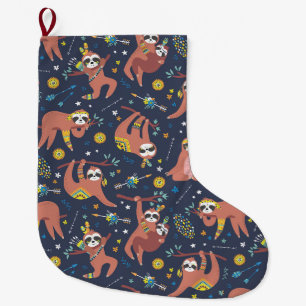 Grande Chaussette De Noël Jolis paresseux grand chausson de Noël