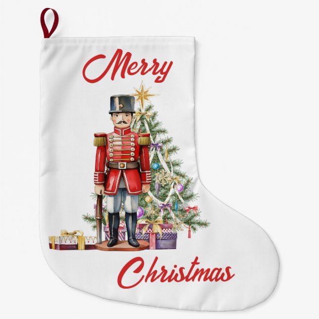 Grande Chaussette De Noël Jouet Soldat Arbre de Noël (Devant)