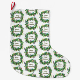 Grande Chaussette De Noël Joyeuse couronne de Noël