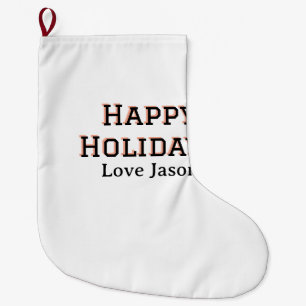 Grande Chaussette De Noël Joyeuses vacances rouge noir amour ajouter nom fam