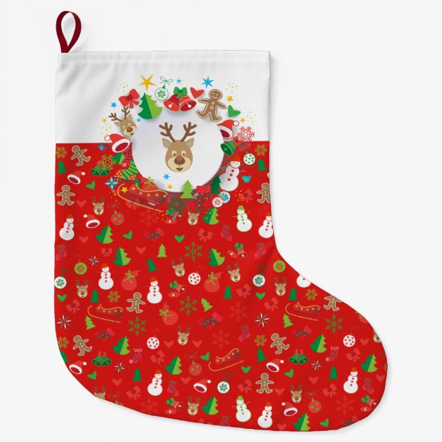 Grande Chaussette De Noël Joyeux Noël et Bonne Année ! XMAS (Devant)