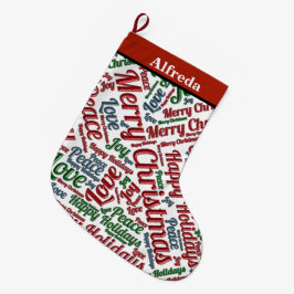 Grande Chaussette De Noël Joyeux Noël Paix Amour Joie Personnaliser