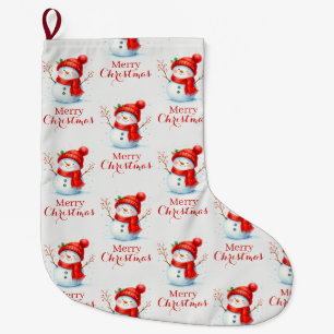 Grande Chaussette De Noël Joyeux Noël personnalisé Bonhomme de neige Année p