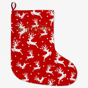 Grande Chaussette De Noël Joyeux Noël Rénes Rouges