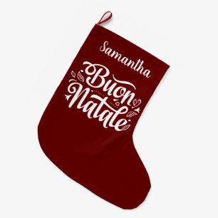 Grande Chaussette De Noël Joyeux Noël Rouge Christmas Italien