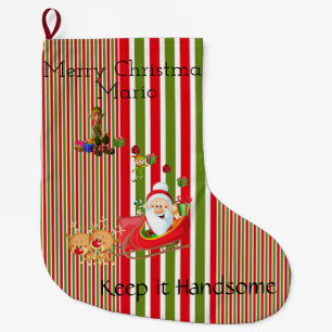 Grande Chaussette De Noël Joyeux Noël Stocker Père Noël Elf Restez beau