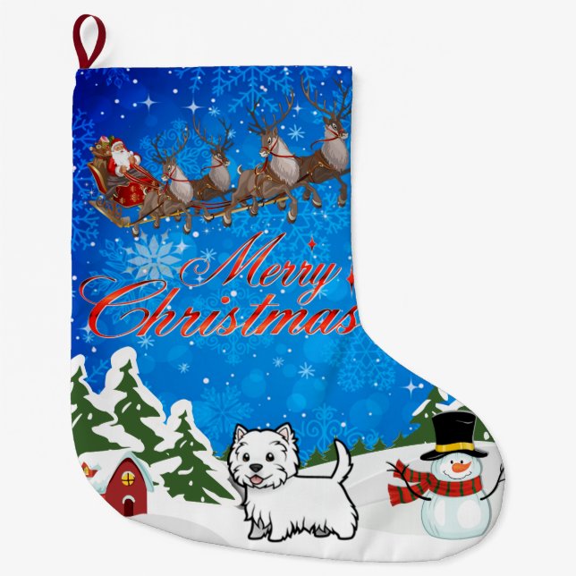 Grande Chaussette De Noël Joyeux Noël West Highland Terrier (Devant)