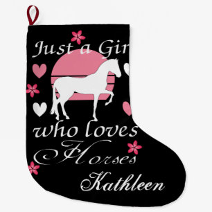 Grande Chaussette De Noël Juste une fille qui aime les chevaux en rose Rose