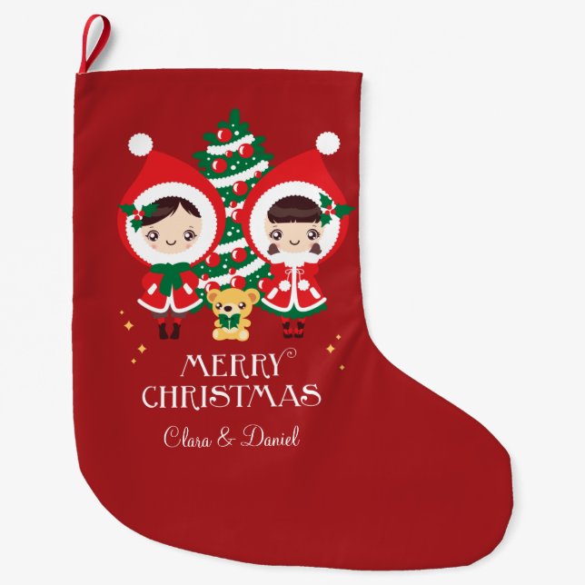 Grande Chaussette De Noël Kawaii Clara - Noël (Devant)