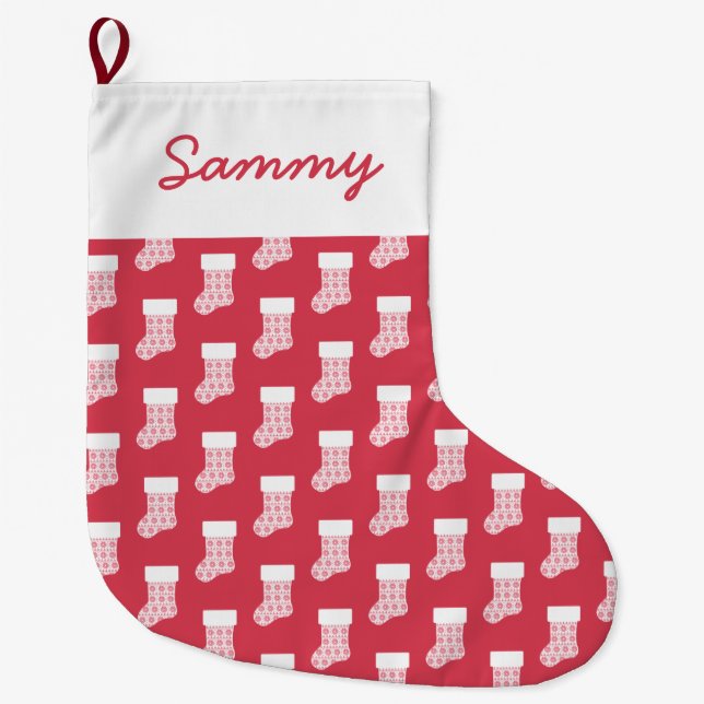 Grande Chaussette De Noël Knit d'hiver Noël Stocker (Devant)