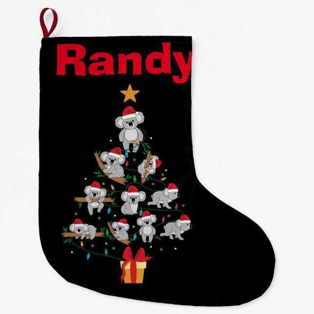 Grande Chaussette De Noël Koala Bear Funny Animal Tree Noël Stocking (Devant)