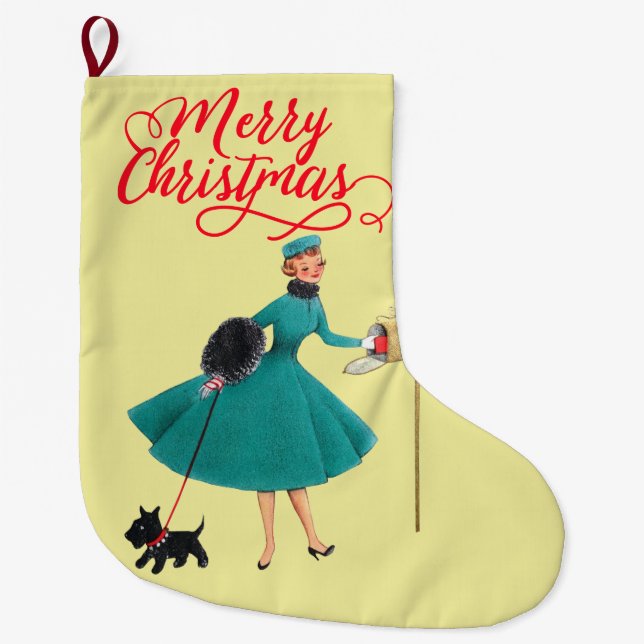 Grande Chaussette De Noël La rétro des années 1950 (Devant)