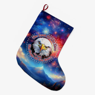 Grande Chaussette De Noël La Terre Des Hommes Libres Feu D'artifice Aigle Br