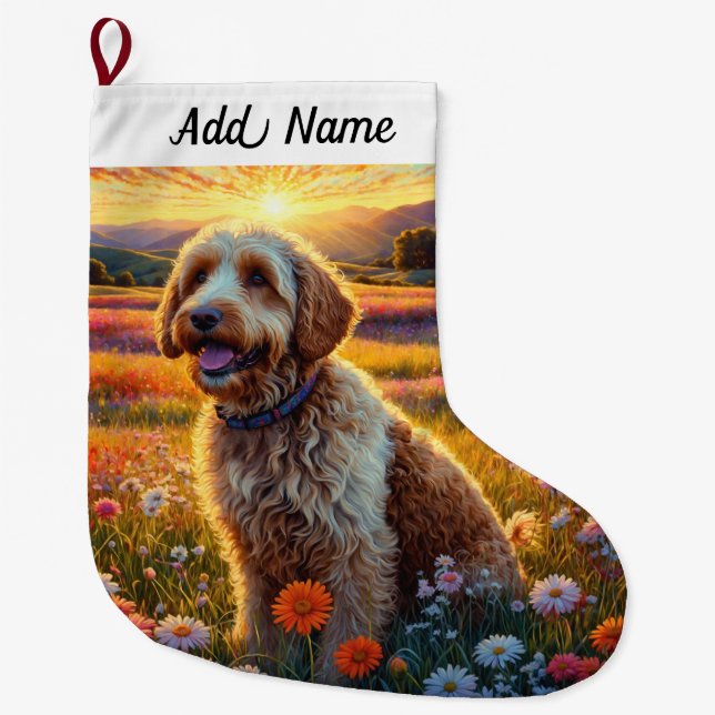 Grande Chaussette De Noël Labradoodle Dog (Devant)