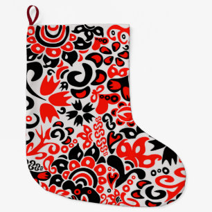Grande Chaussette De Noël L'art populaire ukrainien motif floral abstact