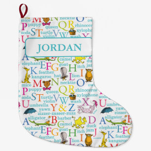 Grande Chaussette De Noël Le modèle ABC de Dr Seuss avec des mots