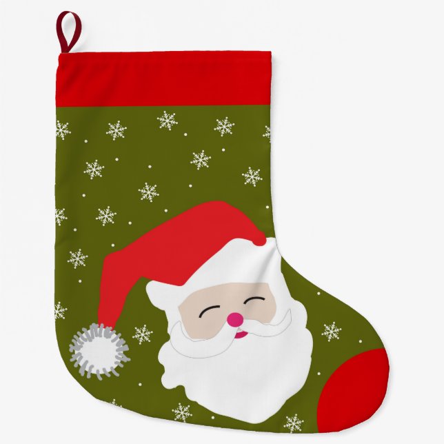 Grande Chaussette De Noël Le père noël personnalisé par Noël (Devant)