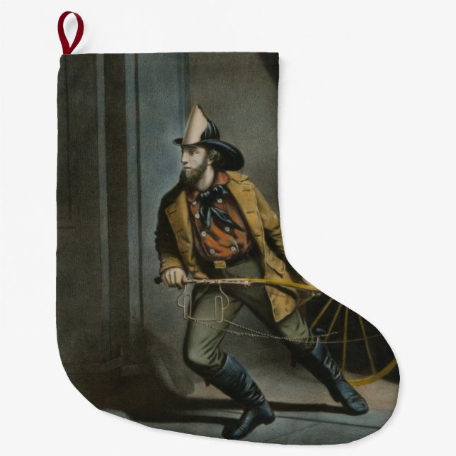 Grande Chaussette De Noël Le pompier américain : toujours prêt (Devant)