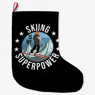 Grande Chaussette De Noël Le Ski Est Ma Superpuissance