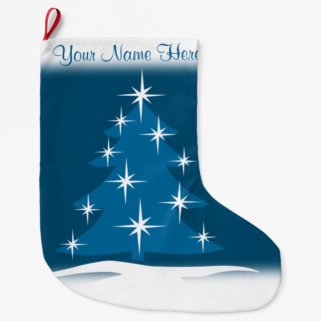 Grande Chaussette De Noël Les bas de Noël ont personnalisé Noël bleu (Devant)