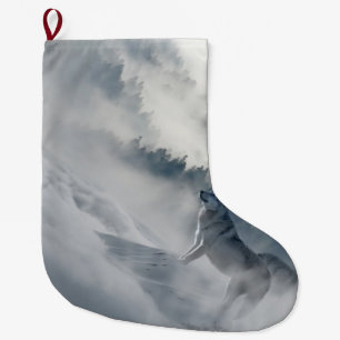 Grande Chaussette De Noël Les loups dans un paysage hivernal