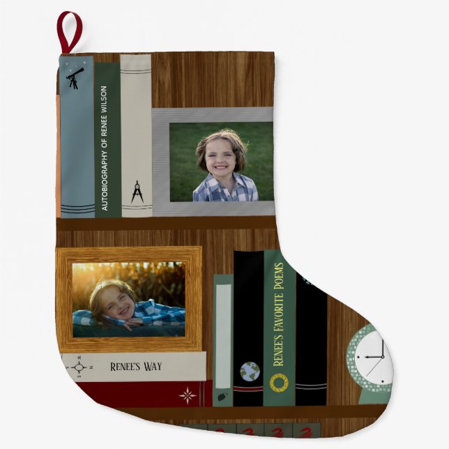 Grande Chaussette De Noël Librairie personnalisée Lover's (Devant)