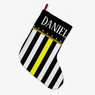Grande Chaussette De Noël Ligne jaune mince personnalisée drapeau