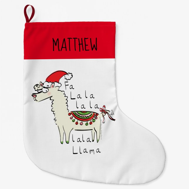 Grande Chaussette De Noël Llama Cute Drôle Noël Vacances (Devant)