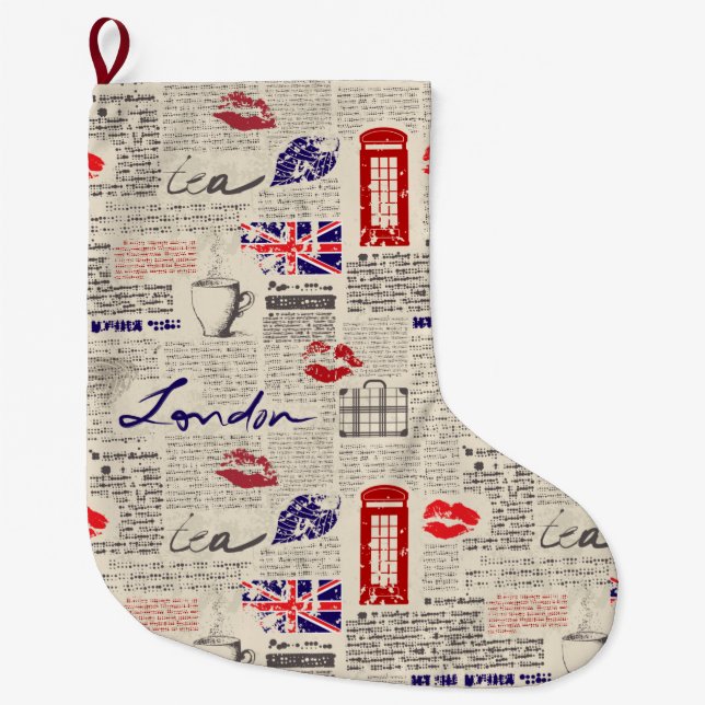 Grande Chaussette De Noël Londres, Angleterre (Devant)