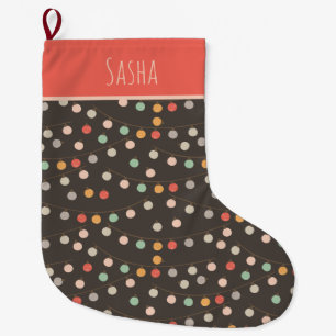 Grande Chaussette De Noël Lumières de Noël rose Peachy