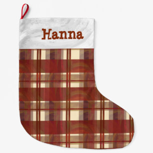 Grande Chaussette De Noël Madras Plaid Fall Red