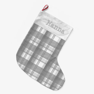 Grande Chaussette De Noël Madras Plaid Grey