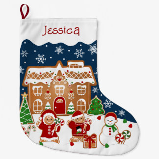 Grande Chaussette De Noël Maison en pain d'épices