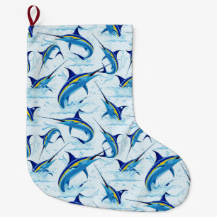 Grande Chaussette De Noël Marlin Bleu Jaillissant de l'Océan