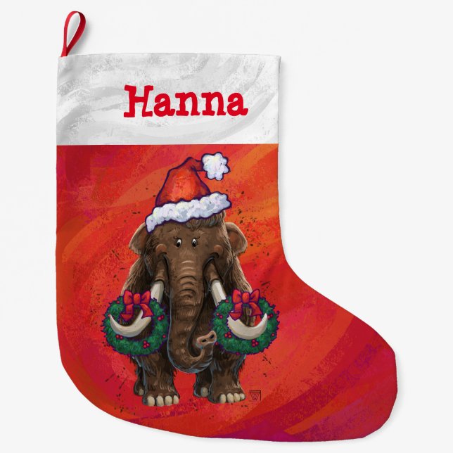 Grande Chaussette De Noël Mastodon de vacances mignonnes (Devant)
