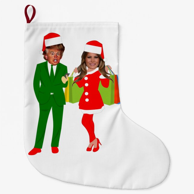 Grande Chaussette De Noël melania père Noël trump (Devant)